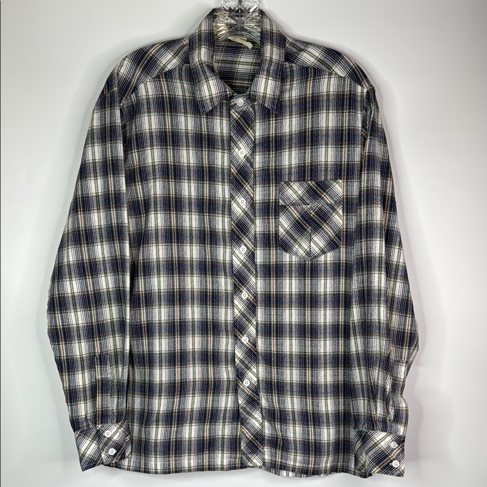 Vintage Kennington Blue White Button Up Shirt Size Large